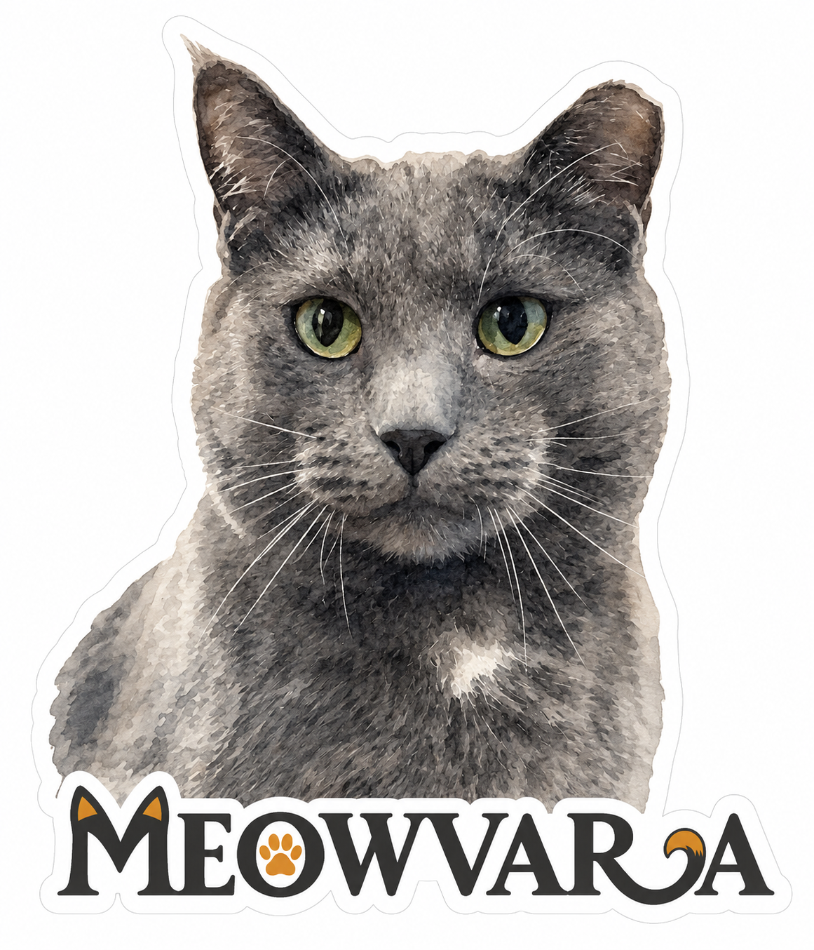 Watercolor gray MEOWVARA sticker